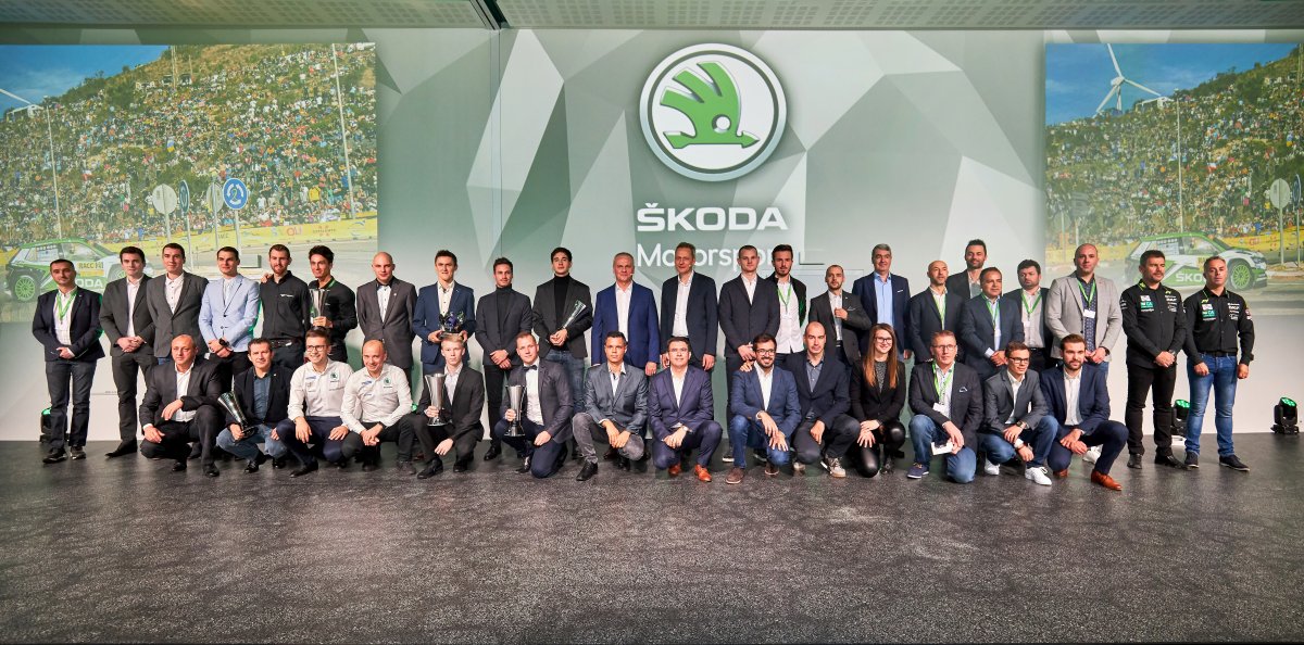 Pódium plné vítězů: V roce 2019 posádky ŠKODA vybojovaly všechny tři mistrovské tituly kategorie WRC 2 Pro plus dalších pět titulů FIA a 23 národních šampionátů.