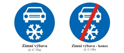 Dopravní značka „Zimní výbava“ (C15a a C15b) | Zdroj: Policie ČR