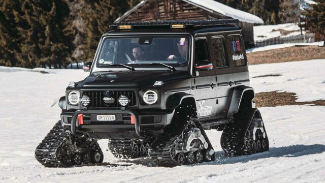 Delta4x4 nasadila na Mercedes-Benz třídy G sněžné pásy. Není nic, co tohle auto neprojede