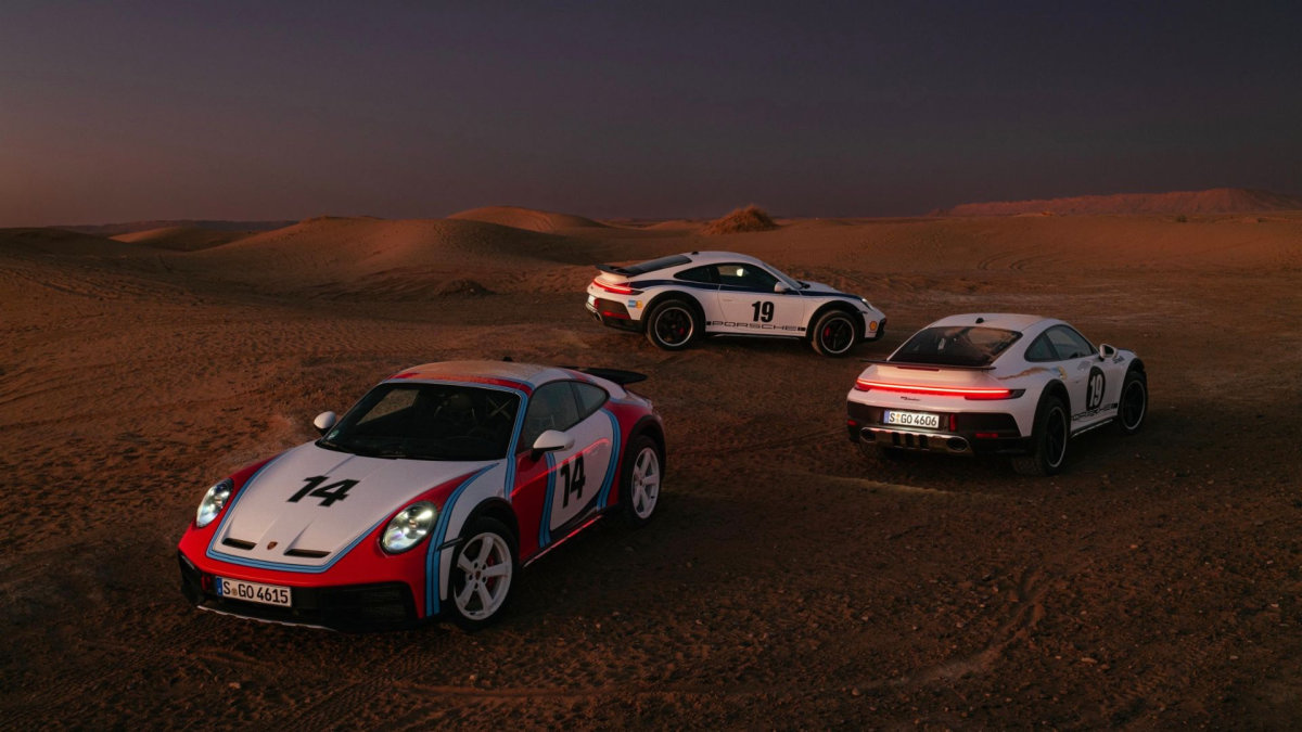 Historické motivy polepů pro Porsche 911 Dakar