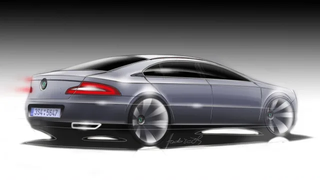 Skici druhé generace modelu Škoda Superb