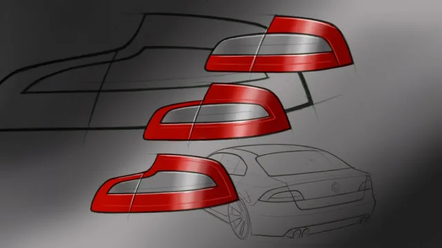 Skici druhé generace modelu Škoda Superb