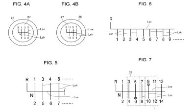 Patentový nákres na 14stupňovou manuální převodovku pro elektromobily Toyota