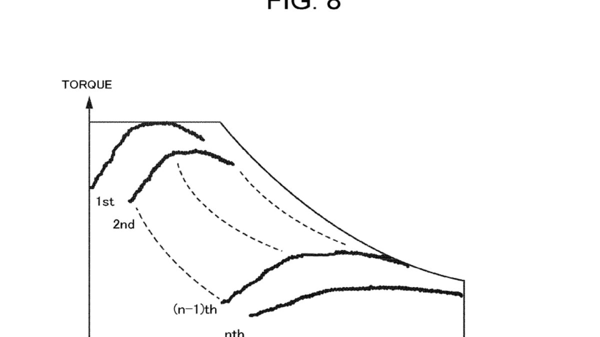 Patentový nákres na 14stupňovou manuální převodovku pro elektromobily Toyota