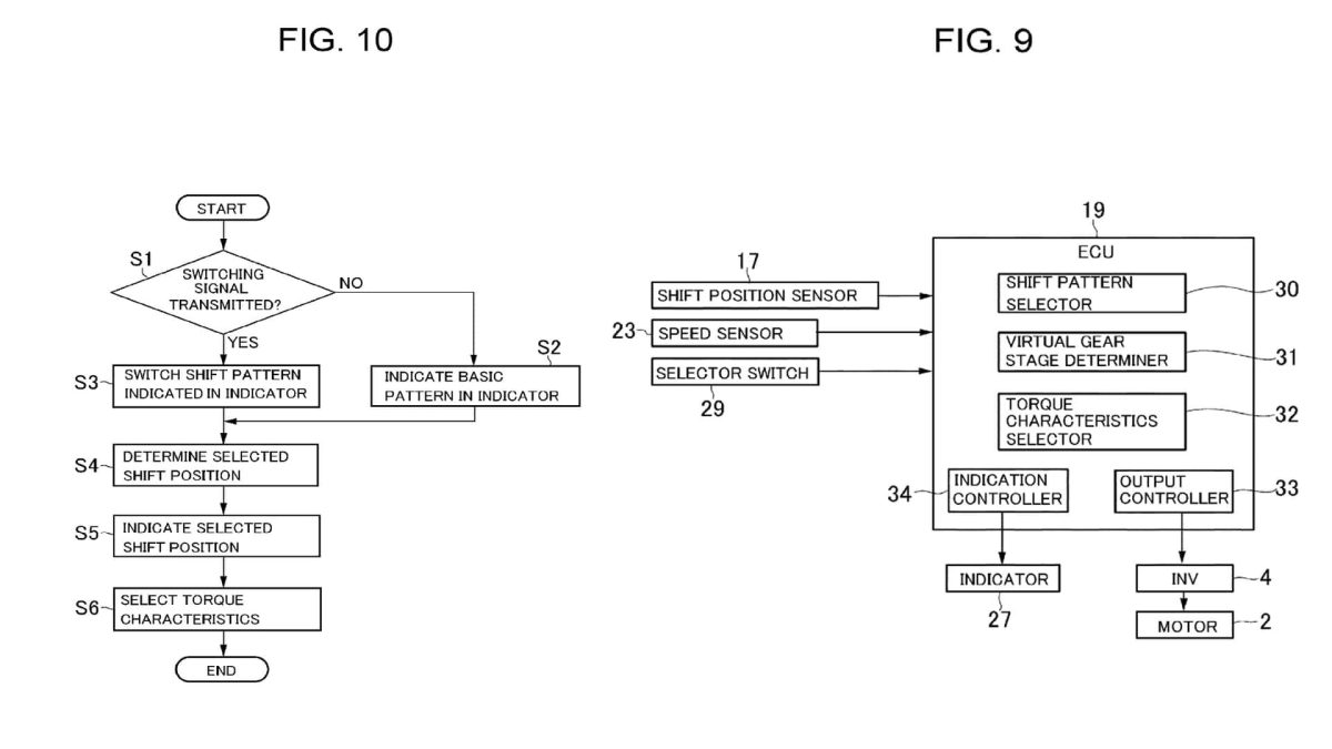 Patentový nákres na 14stupňovou manuální převodovku pro elektromobily Toyota