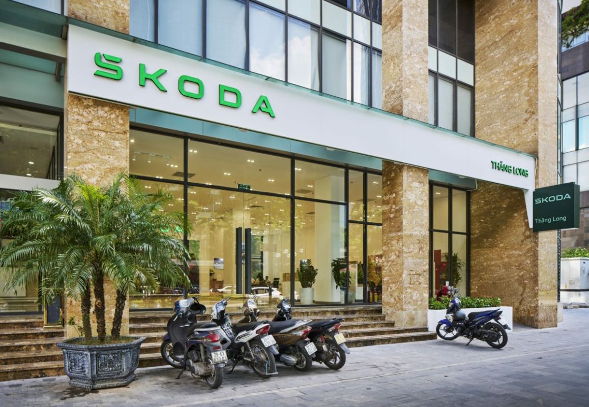 Cíl v autosalonu Škoda v Hanoji