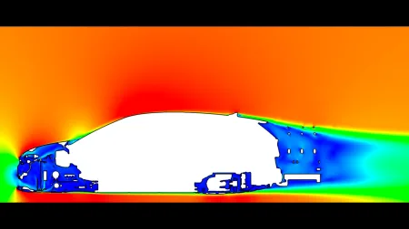 Simulace rozdílu aerodynamiky vozu s nosičem kol na tažném zařízení