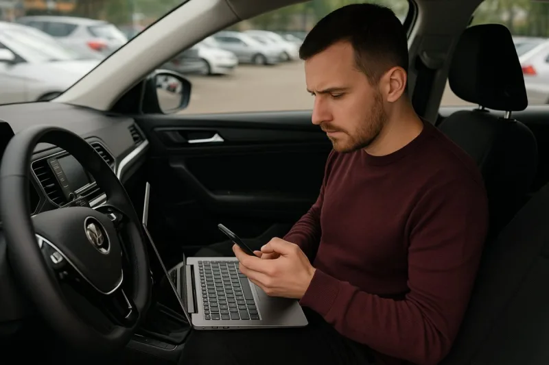 muz-v-aute-notebook-pocitac-telefon